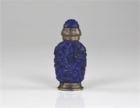 CHINESE CARVED LAPIS LAZULI SNUFF BOTTLE