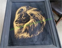 Large Black & Gold Framed Lion Picture