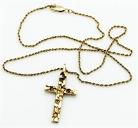 14kt Gold Large Cross Pendant & Necklace