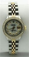 Ladies Oyster Date MOP Diamond Rolex Watch
