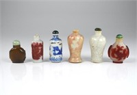 GROUP OF SIX CHINESE SNUFF BOTTLES