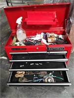 Craftsman tool box, contains assorted tools and