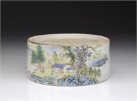 CHINESE REPUBLICAN FAMILLE ROSE PORCELAIN INKSTONE