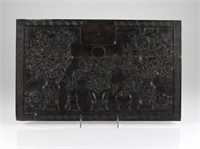 CHINESE ZITAN WOOD CARVED PANEL