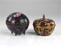 TWO JAPANESE CLOISONNE COVERED BOXES