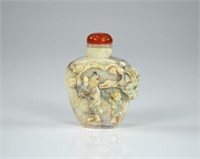 CHINESE CARVED OPAL SNUFF BOTTLE