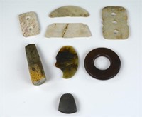 EIGHT CHINESE ARCHAIC JADE PIECES