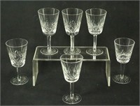 SEVEN WATERFORD "LISMORE" CRYSTAL WINE GOBLETS
