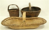 MIXED LOT OF THREE ANTIQUE ASIAN BASKETS