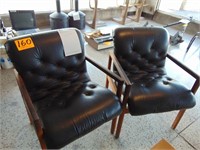 2 Wood and Leather Chairs