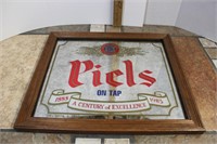 Framed Mirrored Advertisement "Piels" On Tap