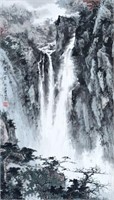 LIANG BOYU (1903-1978) WATERFALL LANDSCAPE