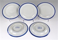 FIVE CHINESE BLUE & WHITE PORCELAIN PLATES