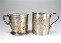 TWO CHINESE EXPORT SILVER MUGS