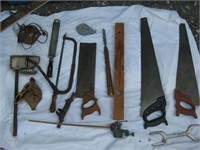 TOOLS - LOT OF VINTAGE HAND SAWS & MORE