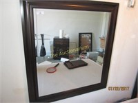 Large square mirror with black wood frame