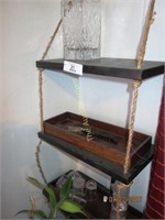 Decorative functional rope hanger wall shelf w/con