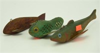 Lot #162 (3) Folk art carved fish decoys to