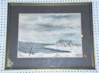 Lot #152 Original framed watercolor and acrylic
