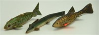 Lot #159 (3) carved folk art fish decoys to