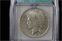 Peace Silver Dollar 1923 - ICG - AU55