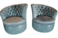 Swaim Leather Swivel Chairs