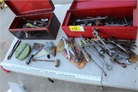 Two tool boxes full of wrenches and misc tools