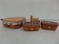 3 Sweetheart baskets & Pottery