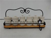 Wrought Iron rack & pottery