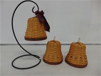 3 Noel Bell baskets & stand