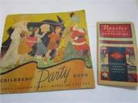 1935 Childrens Party & Recipe Book Royster