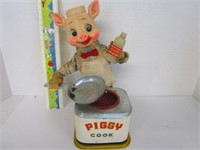 Attic Find - Me Piggy Cook metal toy - Made in