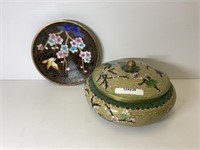 CLOISONNE LIDDED DISH AND PLATE