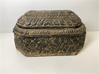CARVED NEPALESE WOODEN CASKET