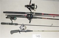 Grouping of Fishing Poles with Reels