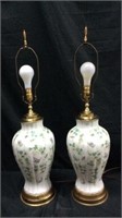 2 Vintage Hand Painted Leviton Lamps! S