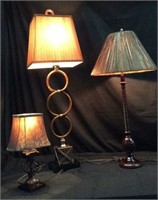 3 Beautiful Table Lamps! 2 w/ 3 Way Switches! S