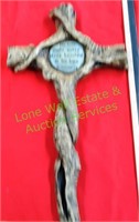 Polyresin Faux Wood Scripture Wall Cross