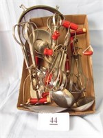 Old Kitchen Utensils w/ Red Wood Handles