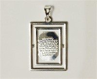 Sterling Silver Pendant With Arabic Script