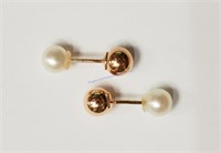 Reversible Freshwater Pearl & Copper Ball Earrings