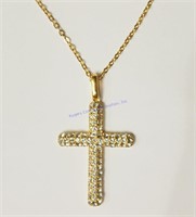 Brass Chain With Crystal Cross Pendant