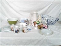Norman Rockwell mugs, federal glassware, Pyrex