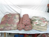 Group of outdoor cushions & throw pillows