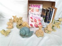 Group of fairy resin garden statues with books &