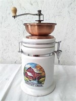 Chestnut Creek ceramic coffee grinder with copper