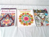 3 adult coloring books mostly unused