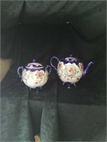 Footed teapot and sugar bowl
