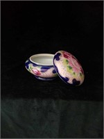 Blue and pink hand painted trinket box