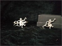 Sterling silver monkey bracelet and pin